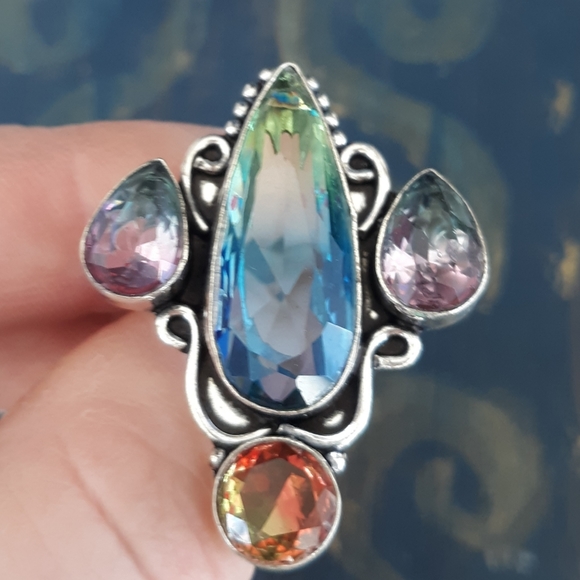 New Bi-Color Tourmaline and Ametrine 925 Silver Ring. - Picture 6 of 7